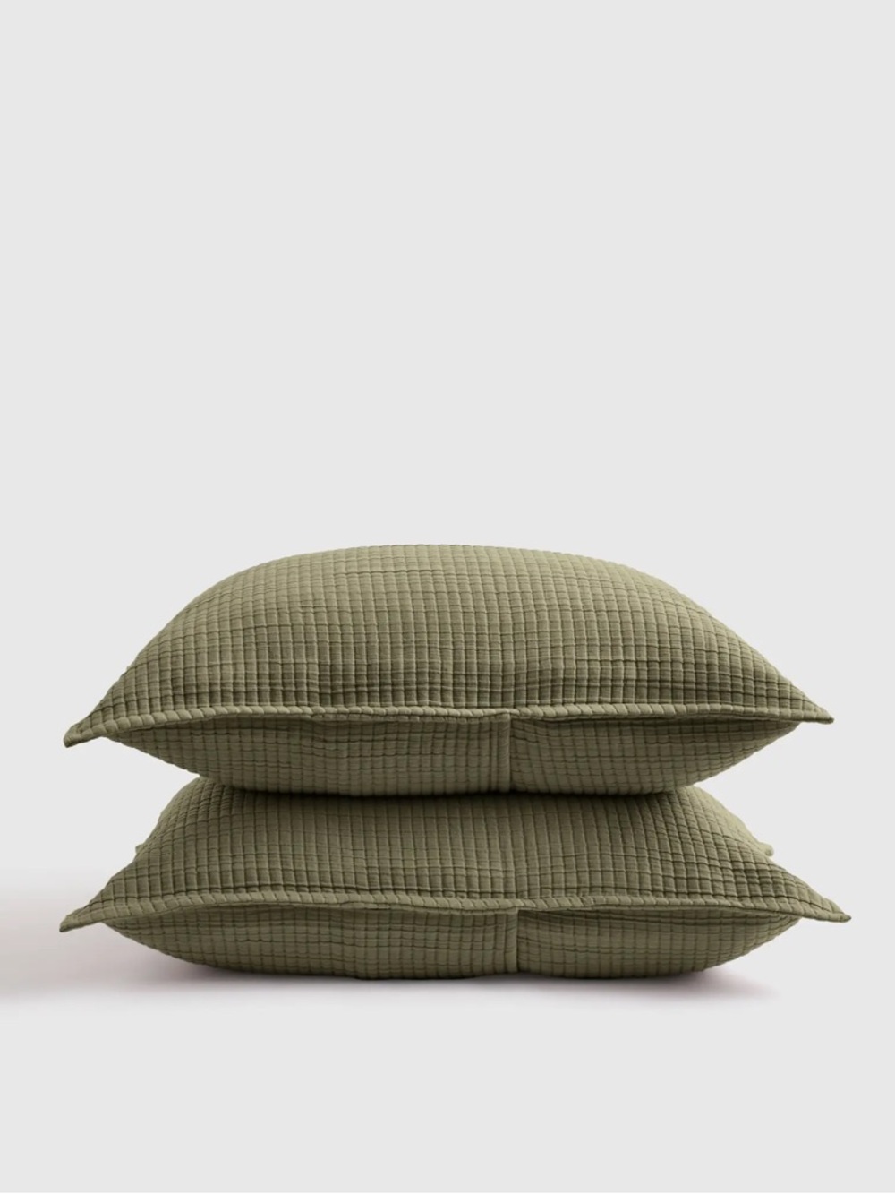 QUINCE Organic Ribbed Cotton Shams Standard Olive 7212